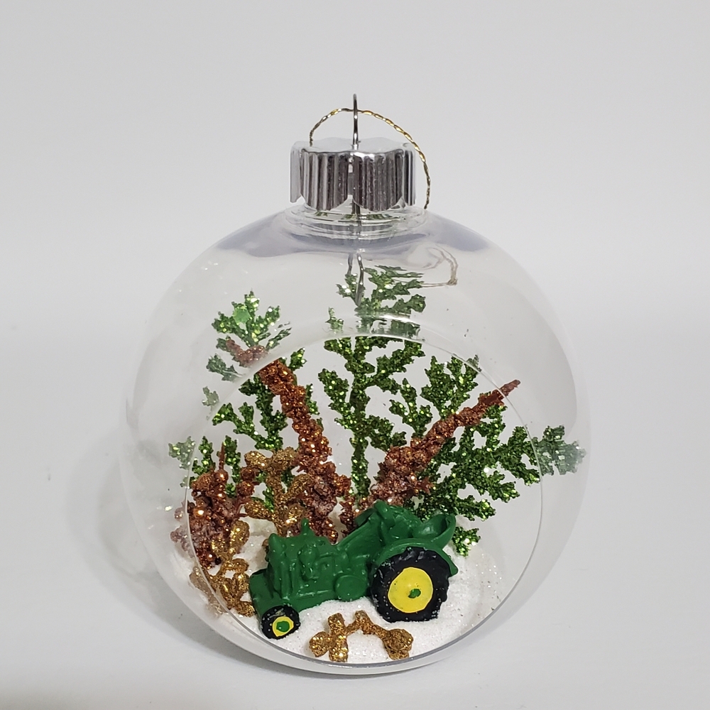 New Handmade Festive Green Tractor Christmas Ornament